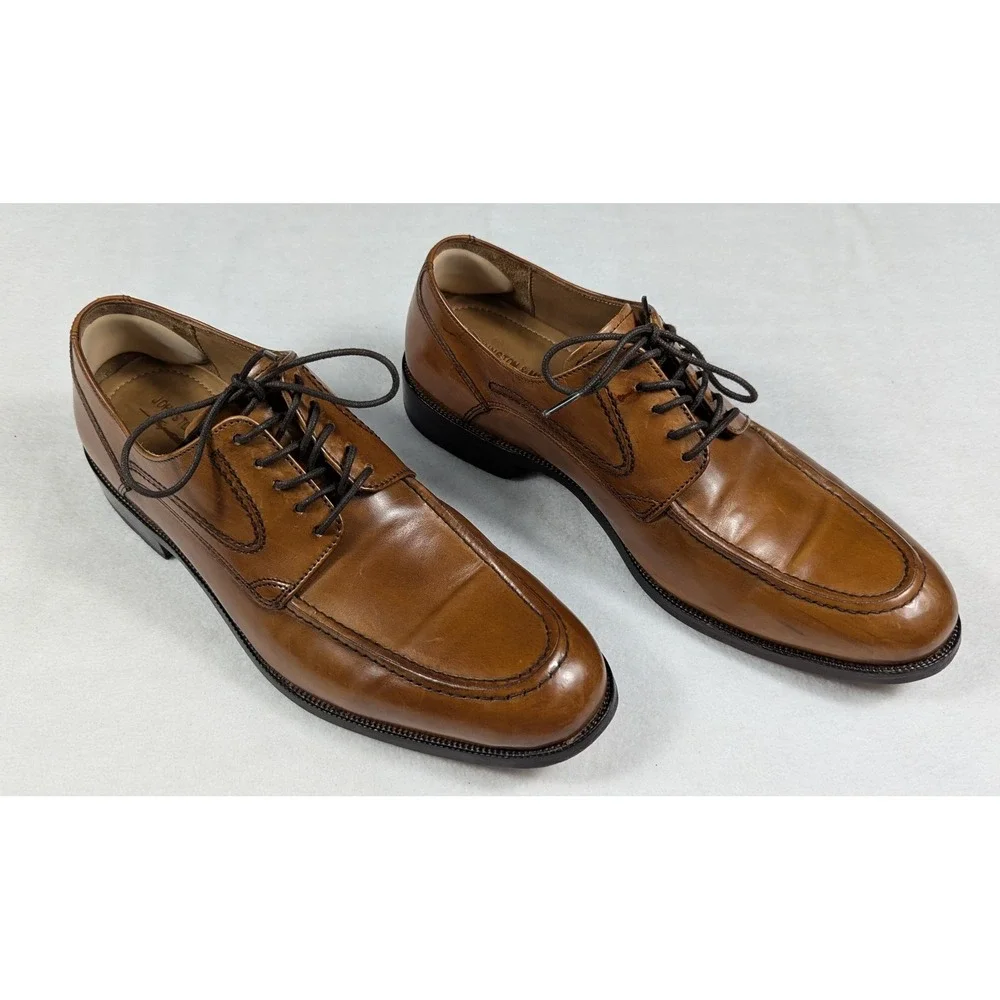 Johnston‎ & Murphy Signature Series Mens Tan Leather Apron Toe Derby Shoes 8 M